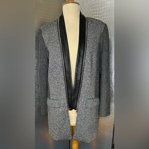 Kenneth Cole Charcoal Blazer Jacket with Black Zipper Accent Lapel